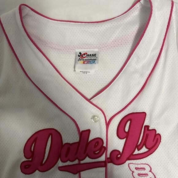 vintage dale jr nascar jersey women's medium white pink - Picture 5 of 6